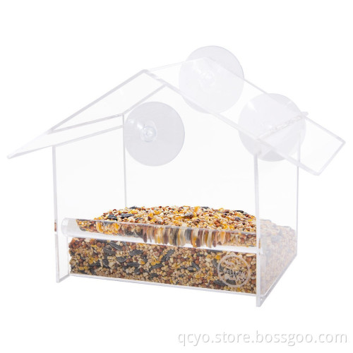 Window Bird Feeder by Yellow Beaks - High-Quality Clear Acrylic Bird Feeder with Strong All-Weather Suction Cups